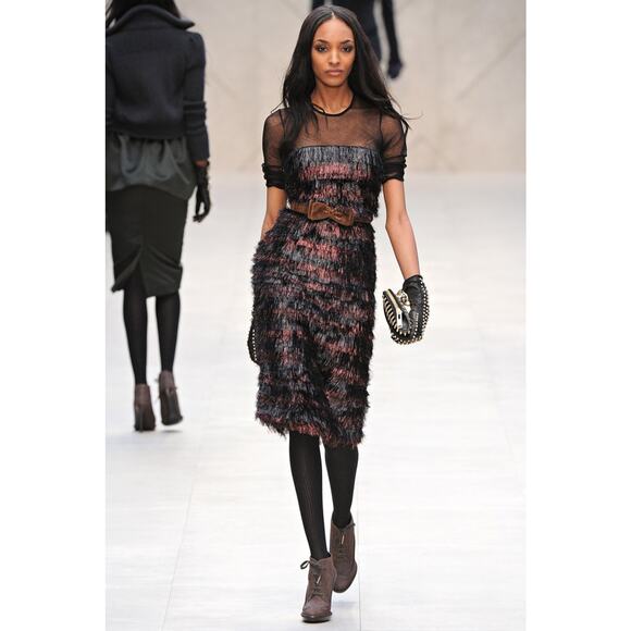 F/W 12 Size 10 Black & Pink Nylon / Polyester Tinsel Illusion Eyelash Dress - Picture 2 of 6